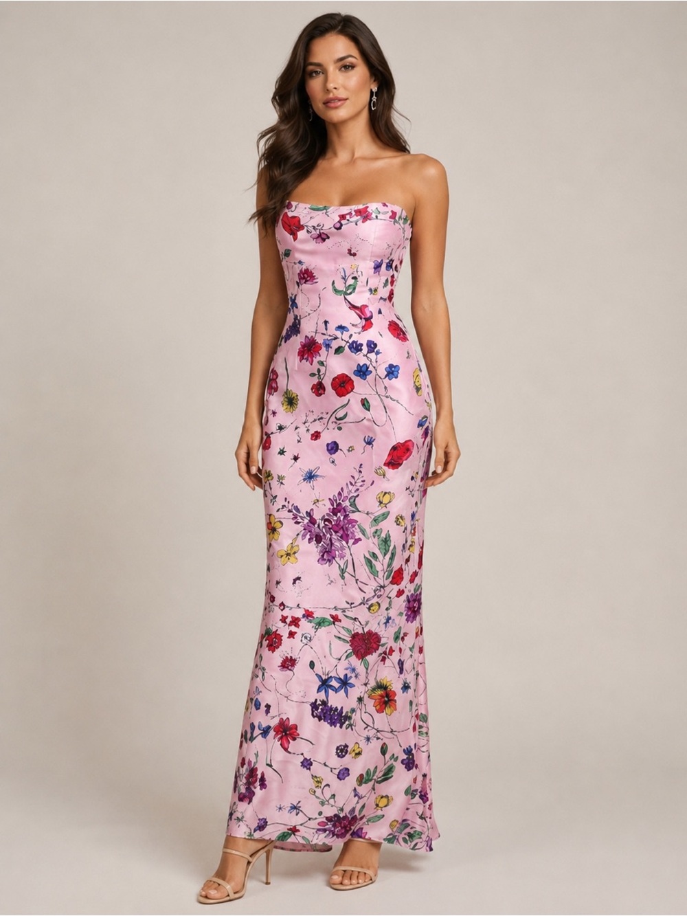 Jovani NWT Floral Strapless Gown SZ 4 Bustier Form Fitting Prom Wedding Guest
